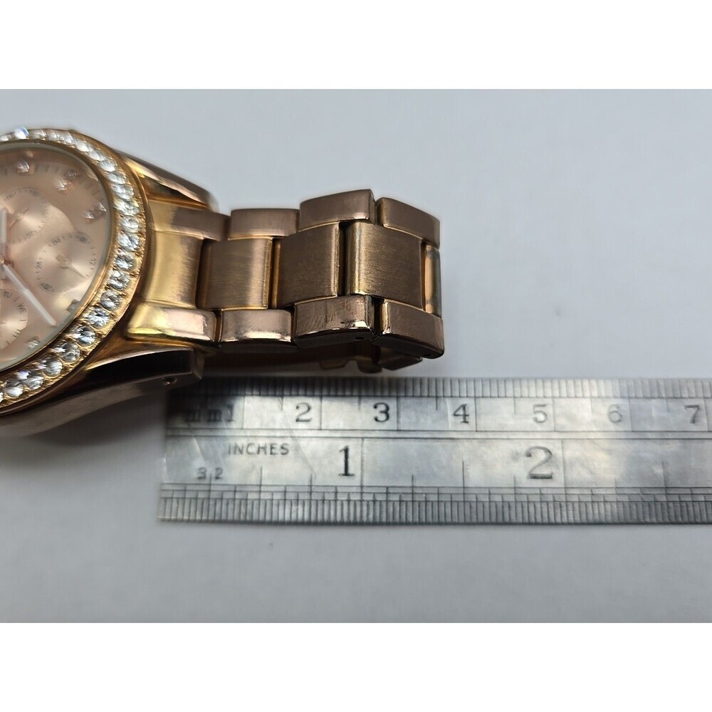 Fossil Riley ES2811 Women Rose Gold Crystal Multifunction Watch New Battery Sz-S - Picture 9 of 11